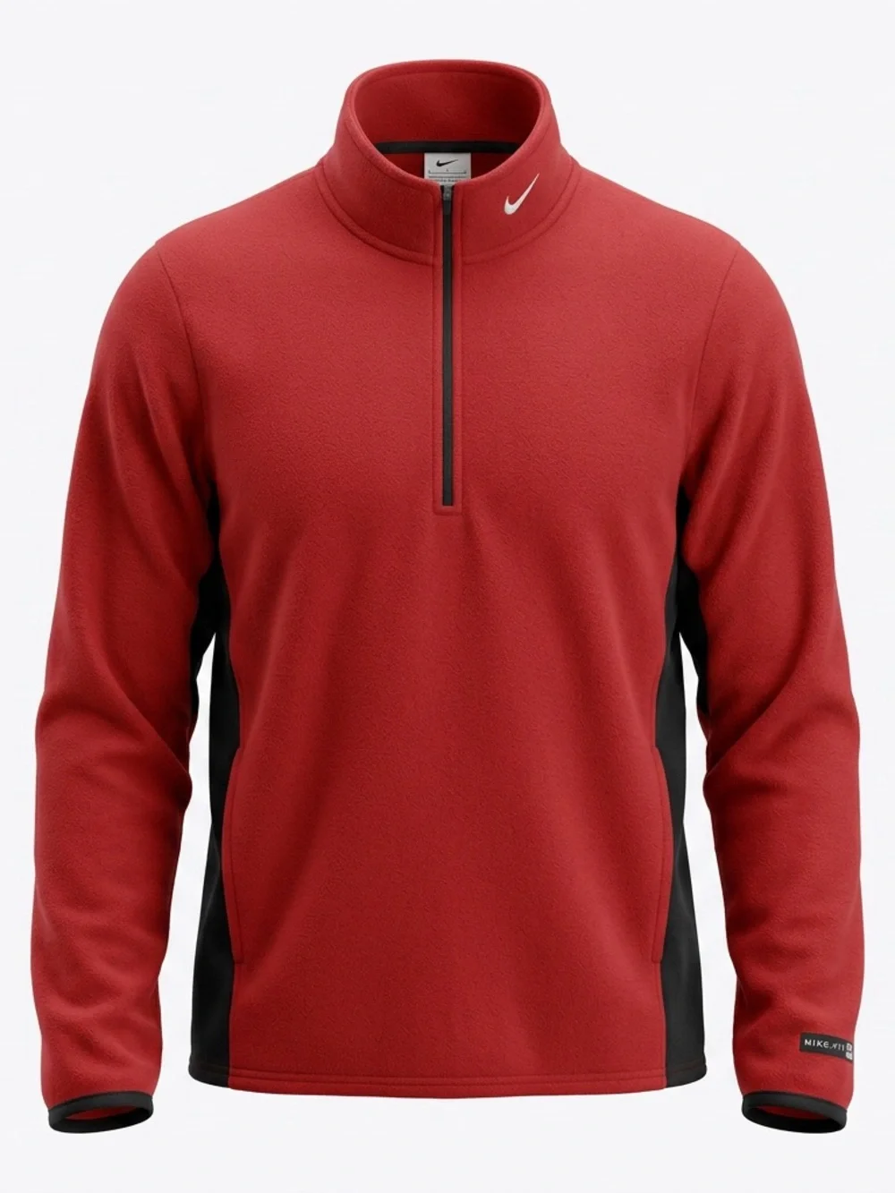 VTG 90’s Nike Fit 1/4 Zip Pullover Performance Fleece Red, Black Stretch Sides